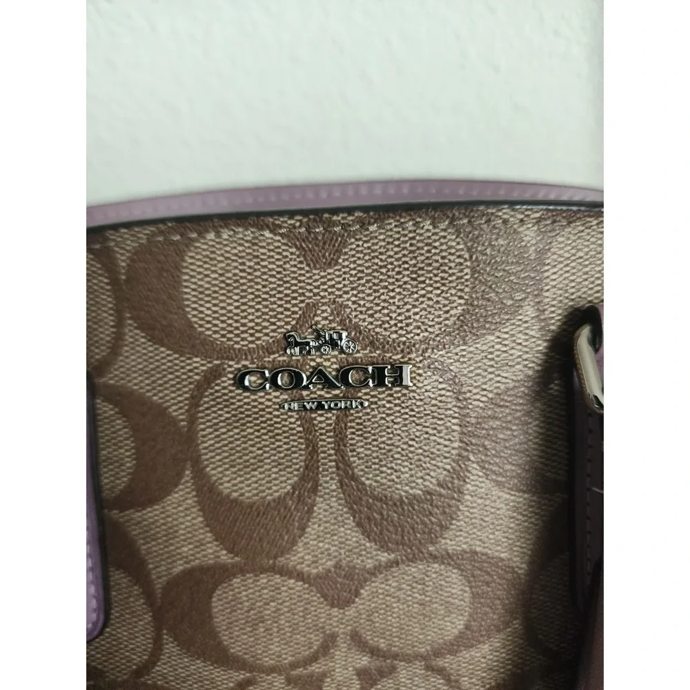 Coach F29484 Signature‎ Brown Khaki Mauve Satchel Crossbody Shoulder Bag Purse